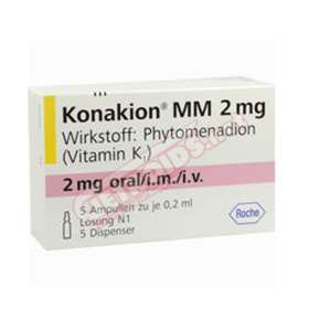 Roche Konakion MM (Vitamin K1) 2mg 5 amps  0.2 ml Roche – Buy All Online